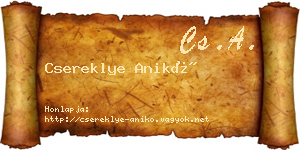 Csereklye Anikó névjegykártya